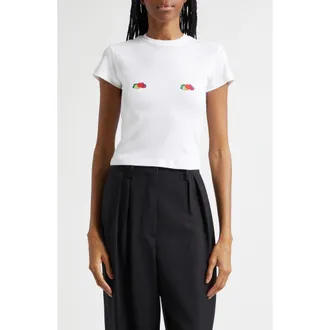 HommeGirls x Fruit of the Loom Double Logo Baby Tee in White at Nordstrom, Size Medium