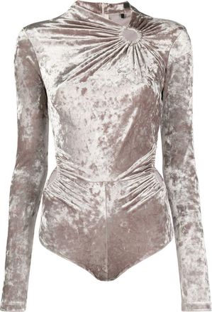 Isabel Marant gathered-detail long-sleeve body - women - Polyester/Viscose/Spandex/Elastane - 38 - Grey