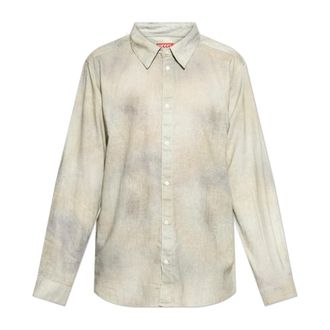 Diesel S-Leie-Short Shirt - Heren - Casual Overhemden - Beige - XL - Katoen - Overhemden