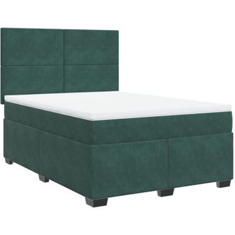 vidaXL Cama Box Spring Con Colch&oacute;n Terciopelo Verde Oscuro 160x200 Cm Vidaxl