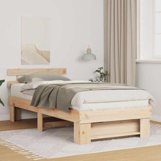 vidaXL Estructura De Cama Marr&oacute;n 90 X 200 Cm Madera Maciza De Pino Vidaxl