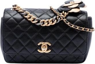 Chanel Pre-owned Quilted Lambskin Crossbody Bag - Dames - Vintage Schoudertas - Zwart - ONE Size - Leer - Vintage