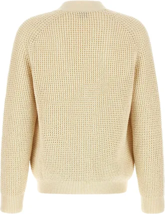 HUGO BOSS Honeycomb Cotton Blend Cardigan - cream