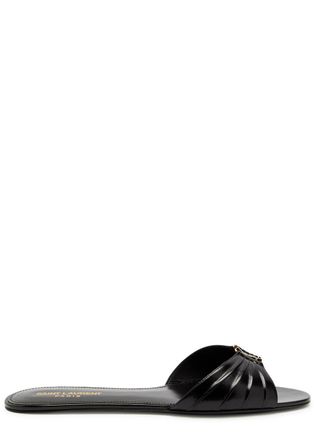 Saint Laurent Babylone Pleated Leather Sandals - Black - 36 (IT36/ UK3)