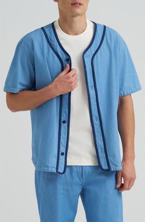 Lee 101 Denim Baseball Button-Up Shirt in Dry Low Dip at Nordstrom, Size X-Large