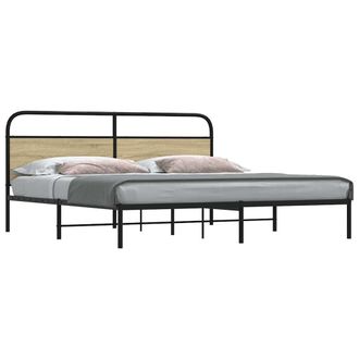Berkfield Home Metal Bed Frame without Mattress Sonoma Oak 180x200 cm Super King in Brown