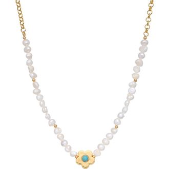 Eye Candy Los Angeles Shannon Freshwater Pearl Flower Pendant Necklace in Gold at Nordstrom Rack