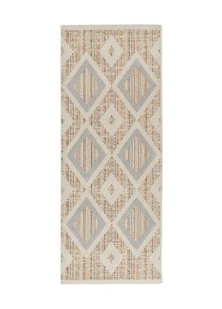 Atticgo Alfombra de pasillo geom&eacute;trica multicolor / beige 80x200 cm