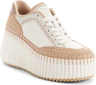 Chlo&eacute; Nama Platform Sneaker in Soft Powder at Nordstrom, Size 11Us