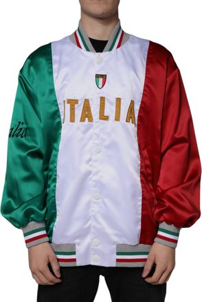 Dolce & Gabbana Mens Multicolor Italia Button Down Bomber Jacket Polyester Clothing