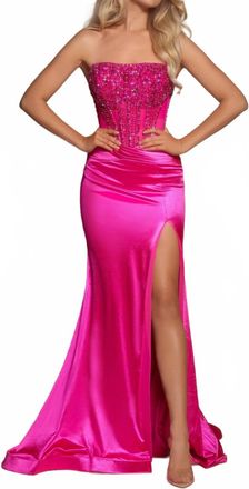 Portia & Scarlett Exquisite Floor-Length Gown In Hot Pink