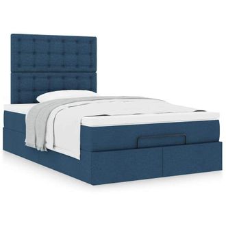 vidaXL Vidaxl - Estructura De Cama Otomana Con Colch&oacute;n Tela Azul 120x200cm