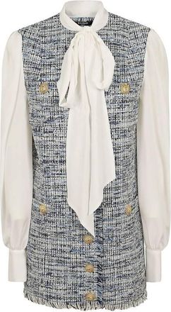 Balmain Tweed Pussy Bowl Mini Dress, Brand Size 34 ( US Size 2 )