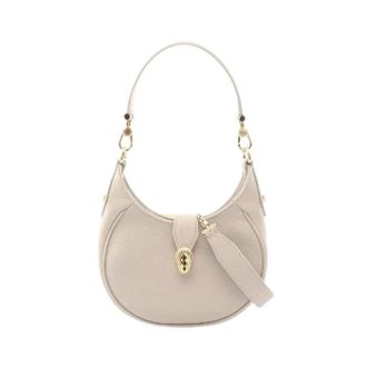 Bulgari Pre-owned Serpenti Ellipse Leather 2way Handbag - Dames - Pre-owned - Grijs - Maat: ONE Size Leer