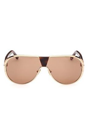 Tom Ford Vincenzo 64mm Pilot Sunglasses in Deep Gold /T Logo /Brown at Nordstrom Rack