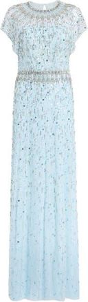 Jenny Packham Lauretta Embellished Maxi Dress in Winter Blue at Nordstrom, Size 18 Uk