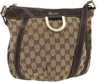 Gucci Pre-owned Cross Body Bags, female, Beige, Size: ONE SIZE Pre-owned Vintage GG Canvas Shoulder Bag