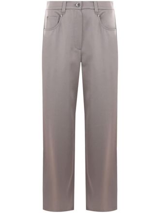 Brunello Cucinelli Satijnen broek met wijde pijpen - Grijs