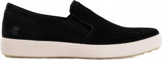 Ecco Mens Soft 7 Woven Slip-On Sneaker In Black