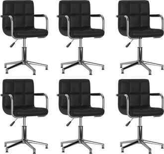vidaXL Vidaxl - Sillas De Comedor Giratorias 6 Unidades Cuero Sint&eacute;tico Negro