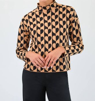 FDJ Mock Neck Jacquard Sweater In Gold