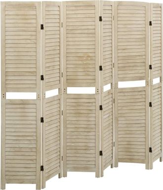 vidaXL Biombo De 6 Paneles De Madera Maciza De Paulownia 210x165 Cm Vidaxl