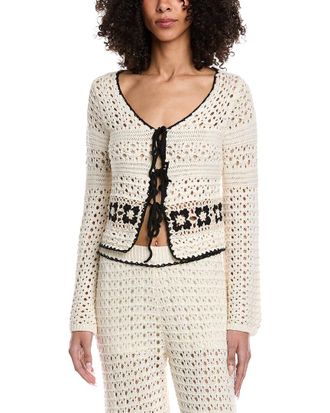 Vintage Havana Crochet Floral Tie Front Top