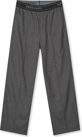 Mads Norgaard Melange Harly Bukser - Dames - Straight fit broeken - Grijs - S - Leer - Broeken