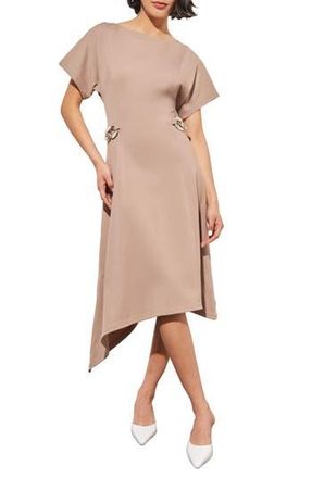 Ming Wang Asymmetric Midi Dress in Java at Nordstrom Rack, Size Xx-Small