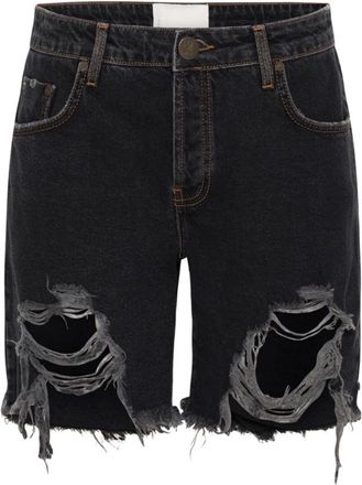 One Teaspoon Zwarte Stevies Shorts met Rauwe Zoom - Dames - Denim shorts - Zwart - W24 - Katoen - Korte Broeken