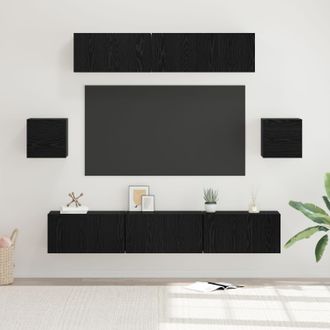 Berkfield Home TV Cabinet Set 7 pcs Black oak 80 x 30 x 30 cm Engineered wood
