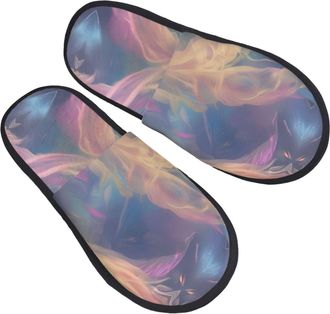 Generic Lightweight House Slipper rainbow heart print Cotton Slipper Comfortable Womens Slippers for Travel Hotels Bedroom M