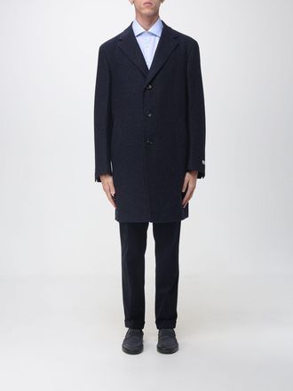 Canali Cappotto monopetto in misto lana blu navy con rever classici
