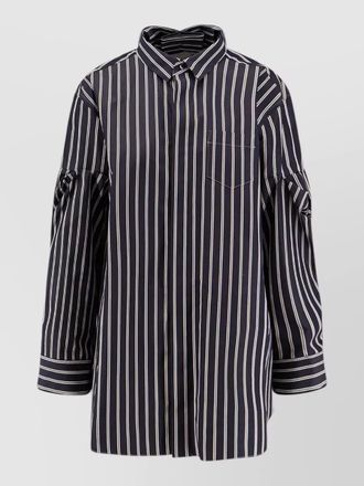 sacai shirt striped design pointed collar pocket
