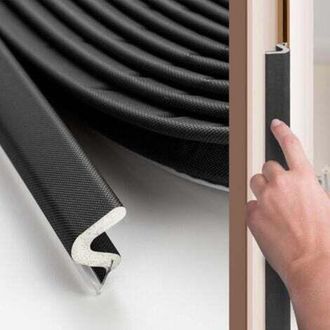 OEM Burlete Para Puertas, 12 M, Tira Aislante Ac&uacute;stica Y T&eacute;rmica En Forma De V, Apta Para Grandes Espacios, Color Negro