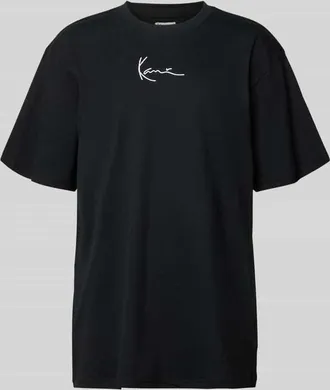 Karl Kani T-Shirt mit Label-Stitching und Rundhalsausschnitt in Black, Gr&ouml;&szlig;e XXL
