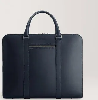 Carl Friedrik Large Briefcase - Vacchetta Leather - Navy Blue