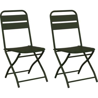 vidaXL Silla Plegable Para Jard&iacute;n 2 Pcs Verde 55 X 56.5 X 91cm Acero Vidaxl