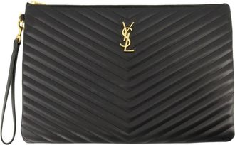 Saint Laurent Pochette Cassandre Large - Dames - Clutches - Zwart - ONE Size - Leer - Tassen