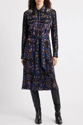 Farm Rio Arabesque Mix Scarves Midi Dress In Black