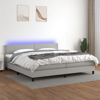 vidaXL Vidaxl - Cama Box Spring Con Colch&oacute;n Tela Y Led Gris Claro 200x200 Cm