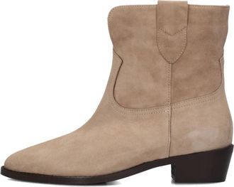 Notre-V Beige Su&egrave;de Enkellaarsjes - Dames - Cowboylaarzen - Beige - 37 EU - Su&egrave;de - Schoenen