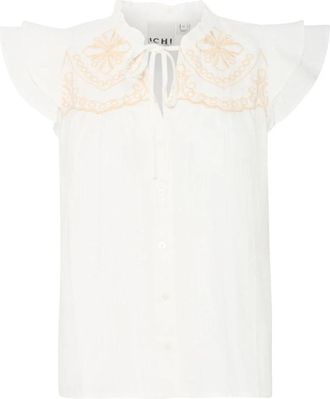 Ichi Cloud Dancer Top met Geborduurde Details - Dames - Tops zonder mouwen - Wit - L - Tops