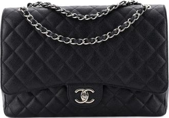 Chanel Classic Double Flap Bag Quilted Caviar Maxi shoulder bag - women - Calf Leather - One Size - Black