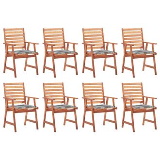vidaXL Vidaxl - Sillas Comedor De Jard&iacute;n Y Cojines 8 Uds Madera Maciza Acacia