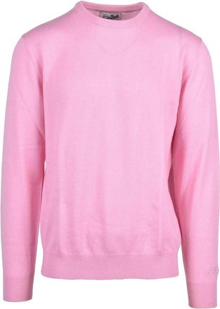 MC2 Saint Barth Pink Extrafine Merino Wool-Cashmere Crewneck Sweater