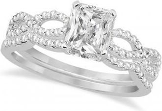 Allurez Infinity Radiant-Cut Diamond Bridal Ring Set 18k White Gold (0.88ct)
