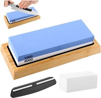 OEM Afilador De Cuchillos Profesional, Piedra De Afilar 2 En 1, Azul, Corind&oacute;n Blanco, Grano Fino, Grano Extrafino