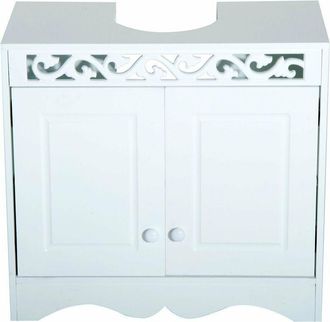 HOMCOM Homcom - Mueble Bajo Lavabo de Ba&ntilde;o Armario de Almacenamiento 60x30x56cm Blanco Madera