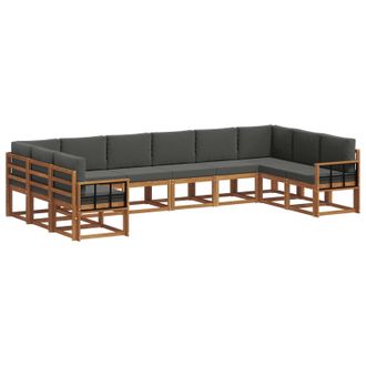 vidaXL Conjunto De Sof&aacute;s De Exterior 10 Pcs Natural Y Antracita Vidaxl